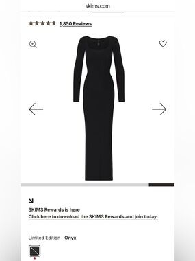 SKIMS Onyx Long Sleeve Scoop Neck Maxi Dress